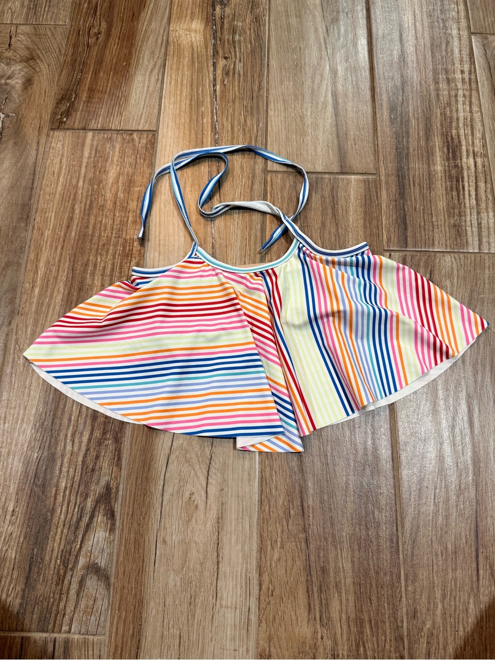 Kortni Jeane Girls Rainbow Stripe Swing Swimsuit Top